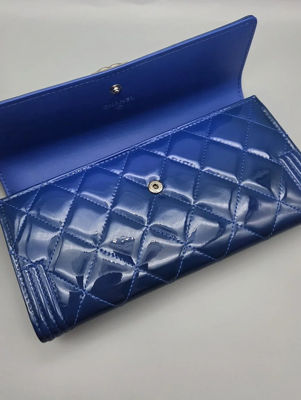 💙CHANEL Authentic Boy Blue Quilted Clutch/Wallet💙